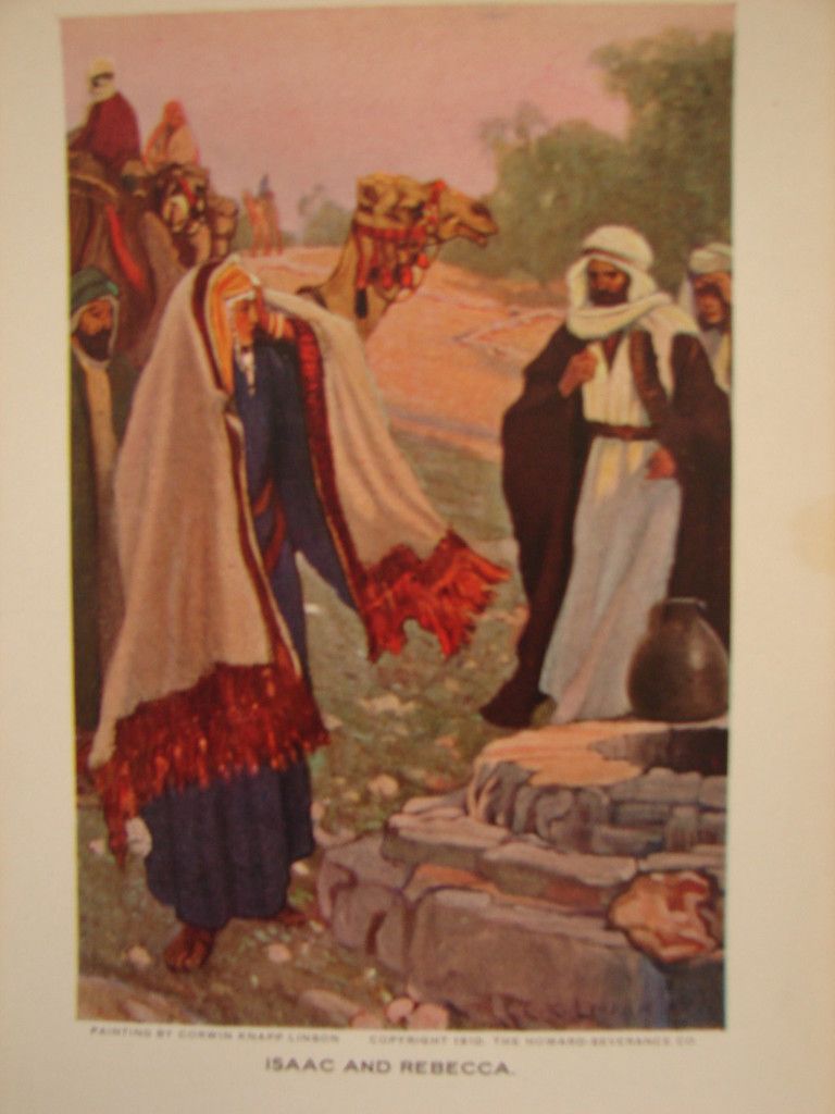 ANTIQUE1910 ISAAC & REBECCA BIBLE ART BY CORWIN LINSON