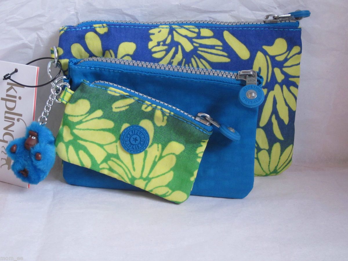 KIPLING IAKA POUCH Three Bags Cases Pouches Turquis Blue Green Yellow 