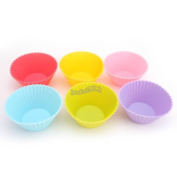   Round Soft Silicone Cupcake Liner Baking Muffin Bakeware Mold 6 Colors