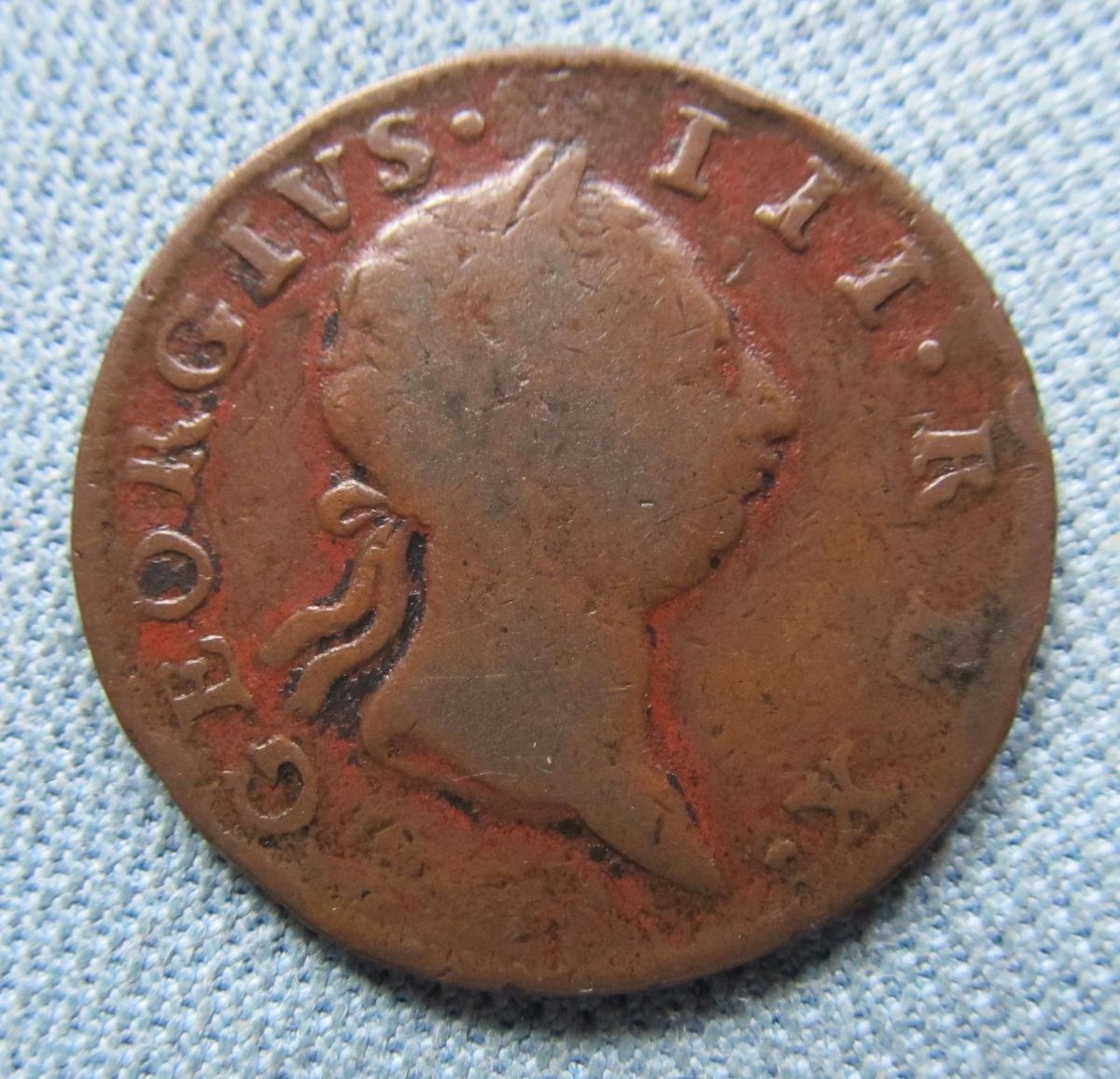 1766 King George III British Irish Hibernia US Colonial Halfpenny 