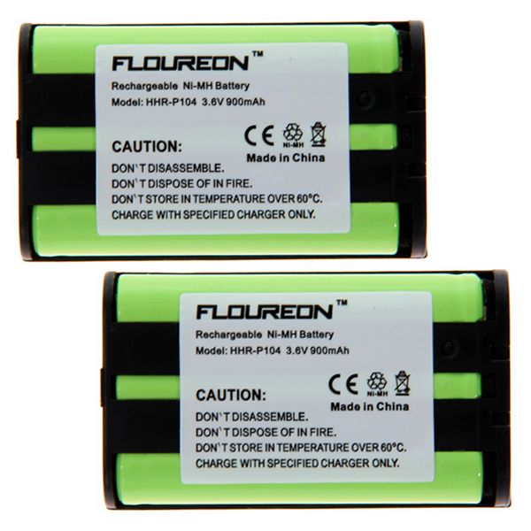 2X 900mAh Cordless Telephone Phone Battery for Panasonic HHR P104 