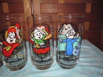 1985 LOT OF FOUR CHIPMUNKS ALVIN/SIMON/THEODORE//CHIPETTES DRINKING 