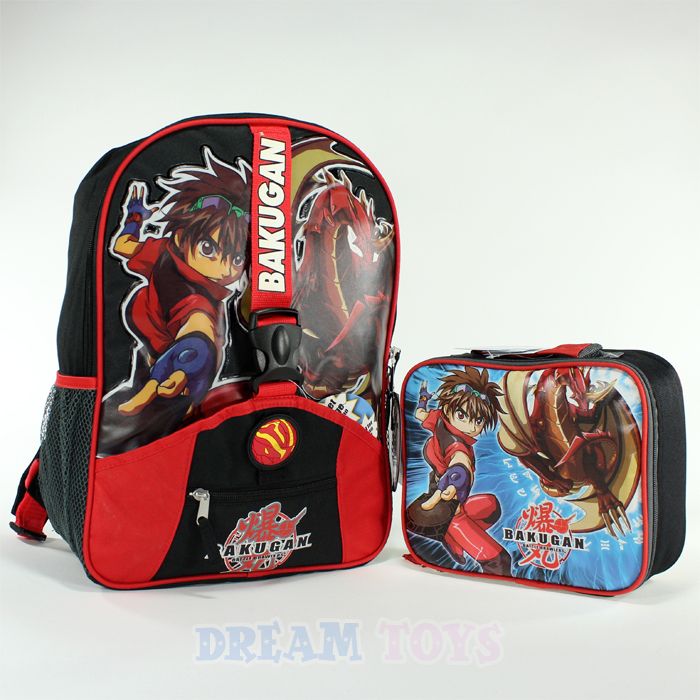 Bakugan Battle Brawlers 16 Large Backpack and Lunch Bag Set Box Boys 