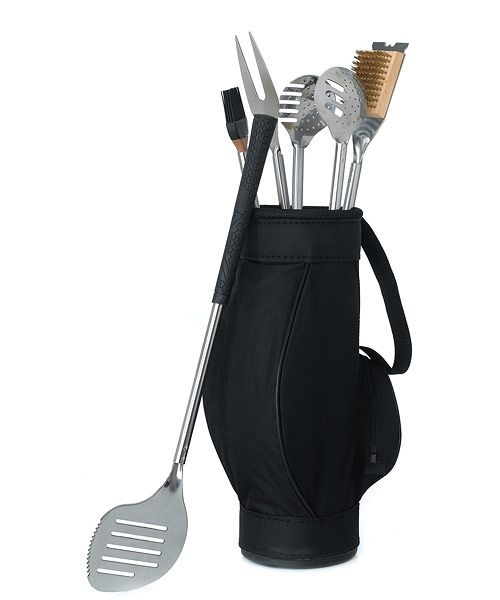 Wedding Groomsmen Gifts 5pc BBQ Tools in Black Golf Bag