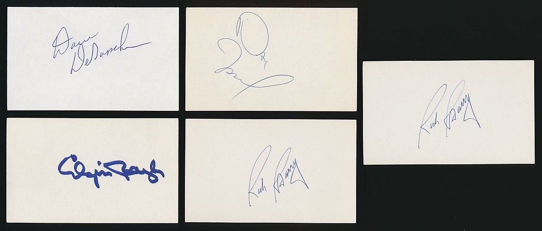   SIGNED Index Cards RICK BARRY, ELGIN BAYLOR, DeBUSSCHERE, DAN ISSEL