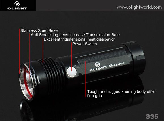 NEW Olight S35 BATON Cree XM L T6 LED Flashlight 380 Lumens uses AA 