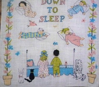 Vintage Now I Lay Me Down to Sleep Tea Towel by Stevens Angels Praying 