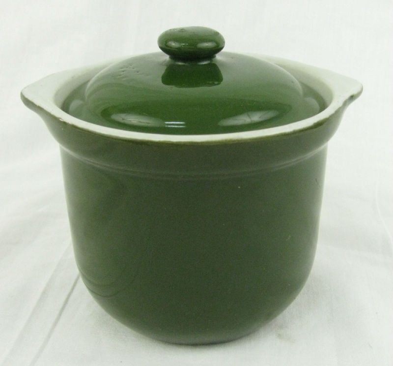 Hall China Small Cover Bean Pot Crock Green