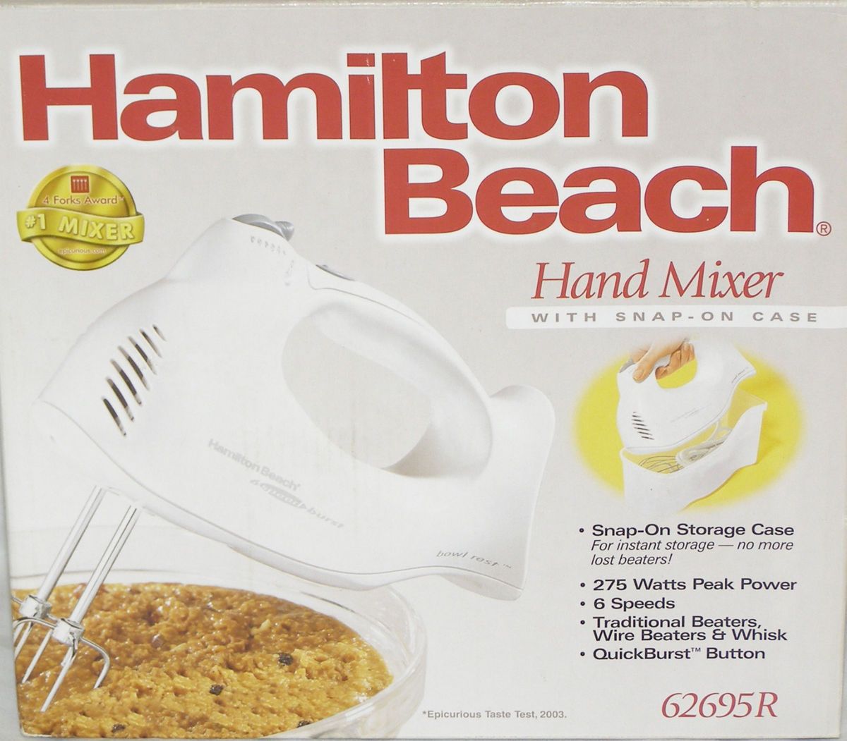 Hamilton Beach Hand Mixer Beater with Snap On Case 62695R New In Box