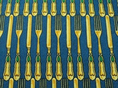 Beaufort Tie Rack Necktie Knife Fork Pattern Blue Silk Tie