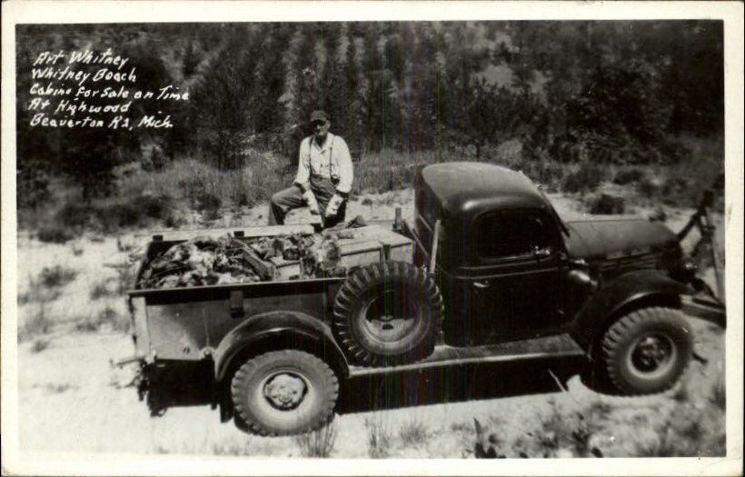 Beaverton MI Art Whitney Beach w/ His Old Truck Chevy? Real Photo 