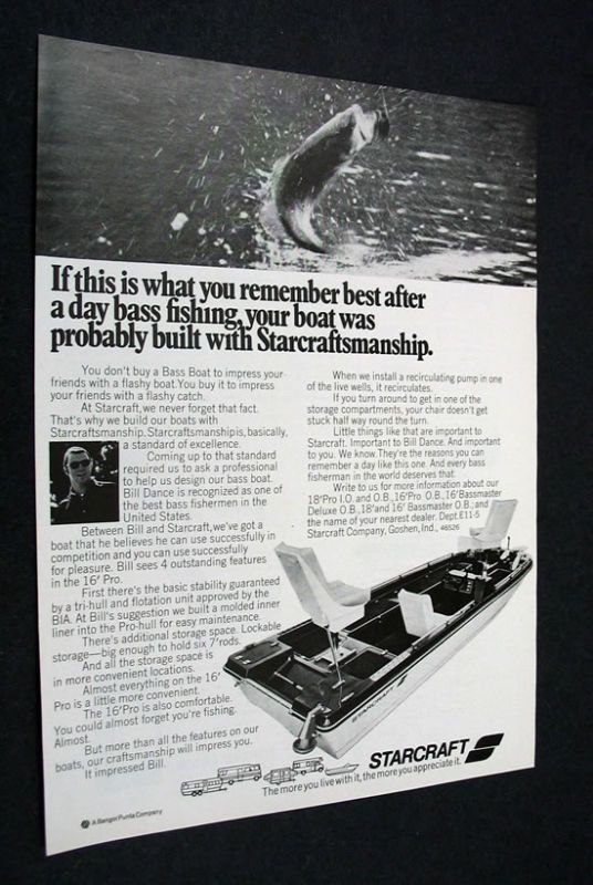 Starcraft 16 Pro Bass Boat Bill Dance Designed Fish Ad