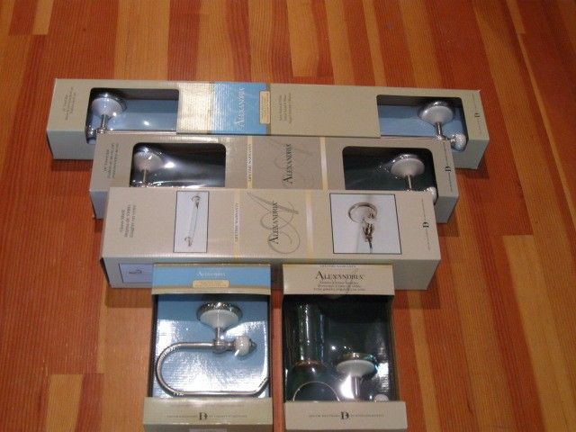 Satin Nickel Alexandria Bathroom Accessories 5 PC Set