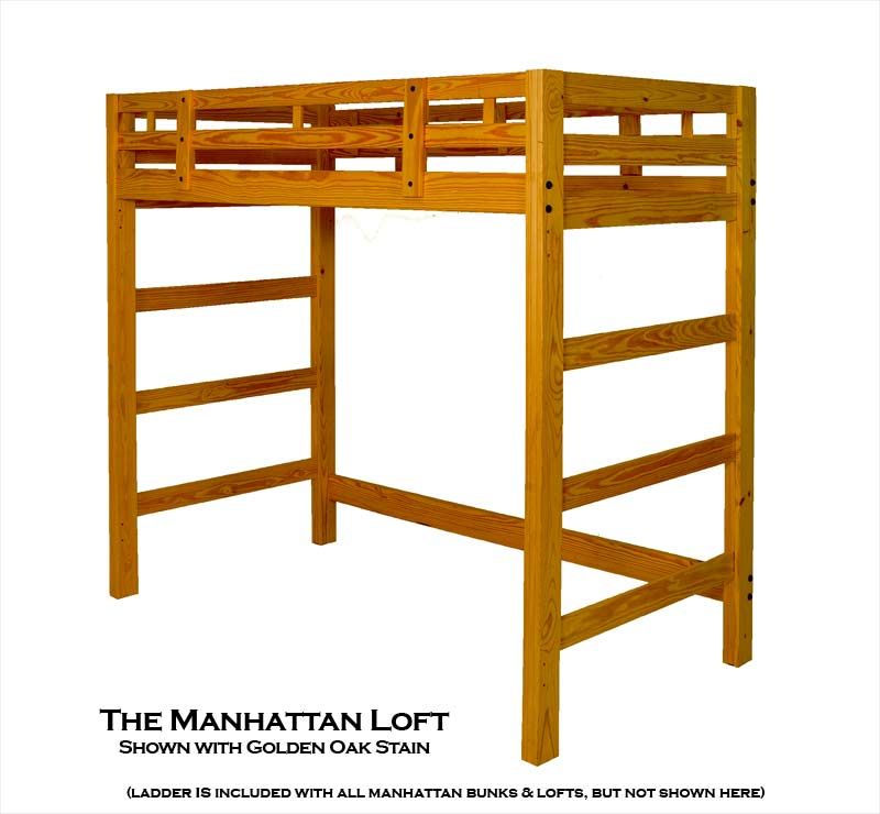 Extra Tall Twin Wood Loft Bed Frame Golden Oak Stain