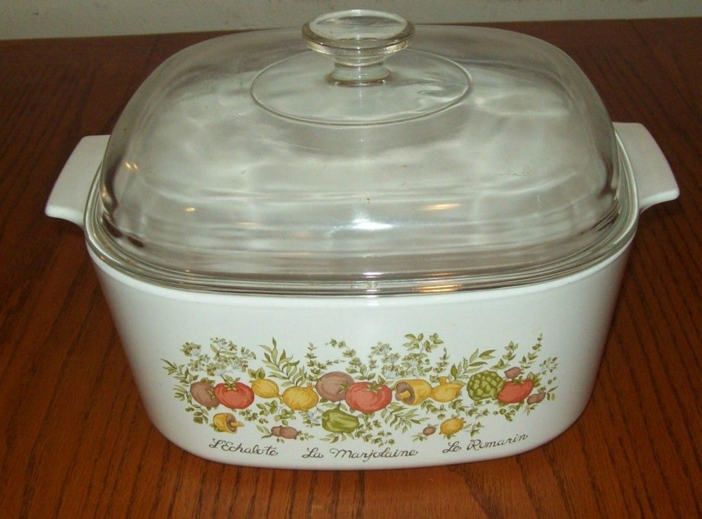 Vintage 5 Liter Jumbo Casserole Spice of life Corning Ware Glass Lid A 