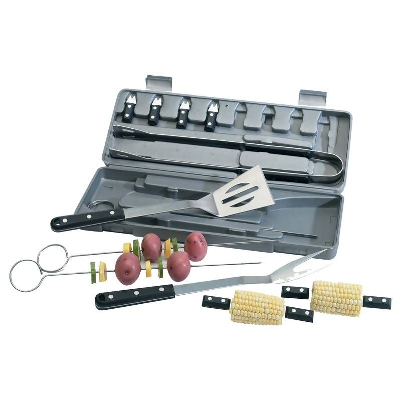 New Slitzer 16pc Grilling BBQ Utensil Tool Set w Case