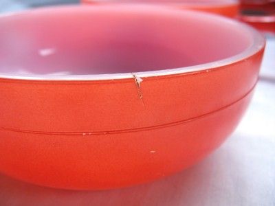 Vintage Glasbake Chili Soup Bean Bowls Orange Set of 4