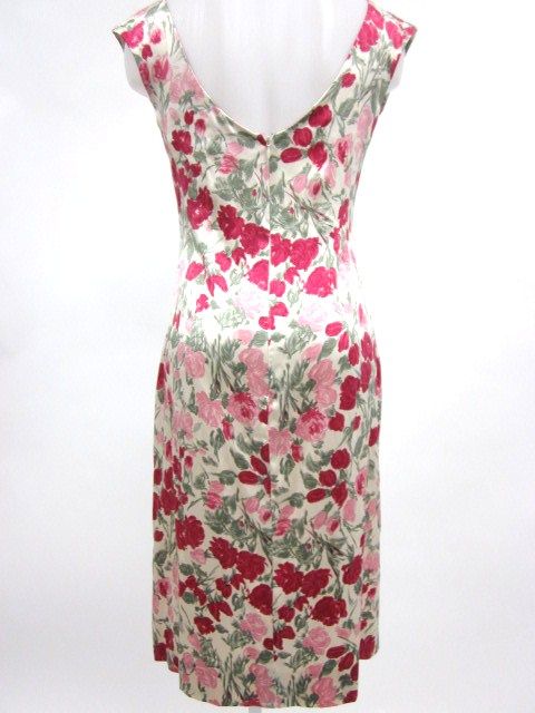 Luisa Beccaria Ivory Floral Print Sleeveless Dress 44