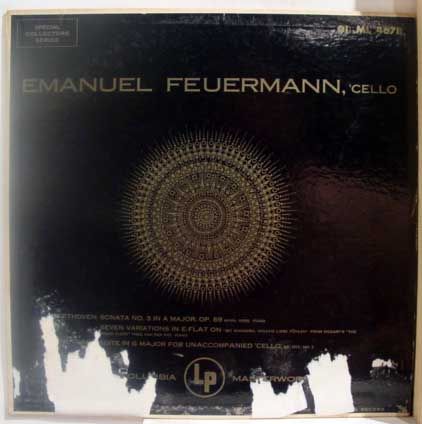emanuel feuermann beethoven reger cello label format 33 rpm 12 lp mono 