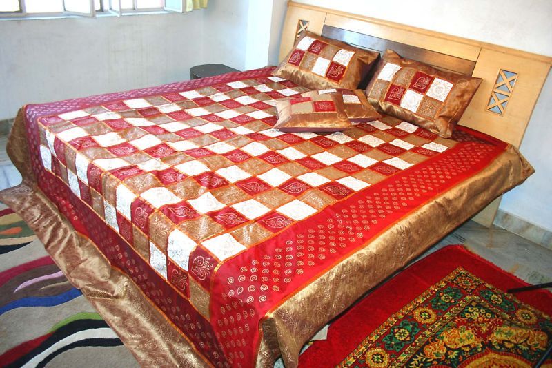 Designer Silk Patch Work Bedspread Coverlet Bedsheet