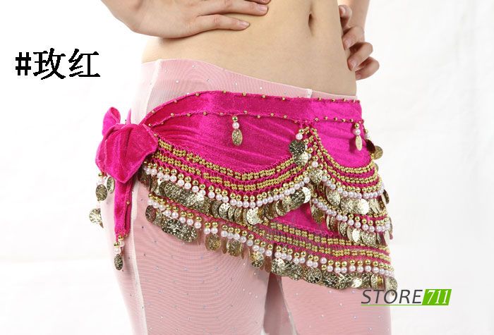   Dance Costume White Pearl Waist Chains Hip Scarf Belt Skirt