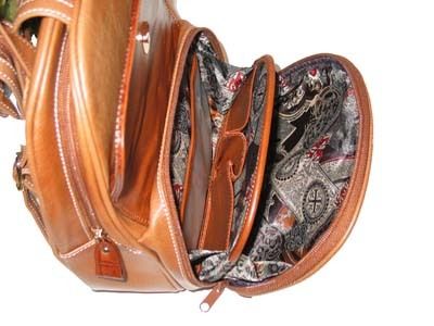 inside view of front pocket belle rose leather mock croc