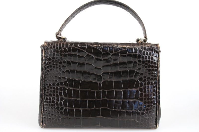 Luc Benoit Vintage Handbag Croc Dark Brown at Socialite Auctions 109 7 