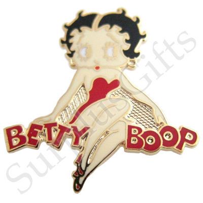 Betty Boop Sitting on Her Name Signature Lapel Pin