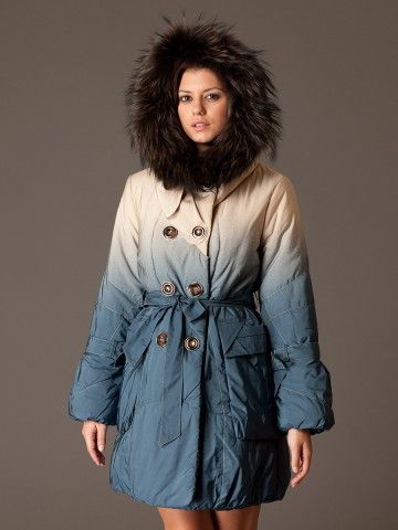 BEULAH Ombre Rabbit Fur Trim Puffer Coat  Zara XS/S $175