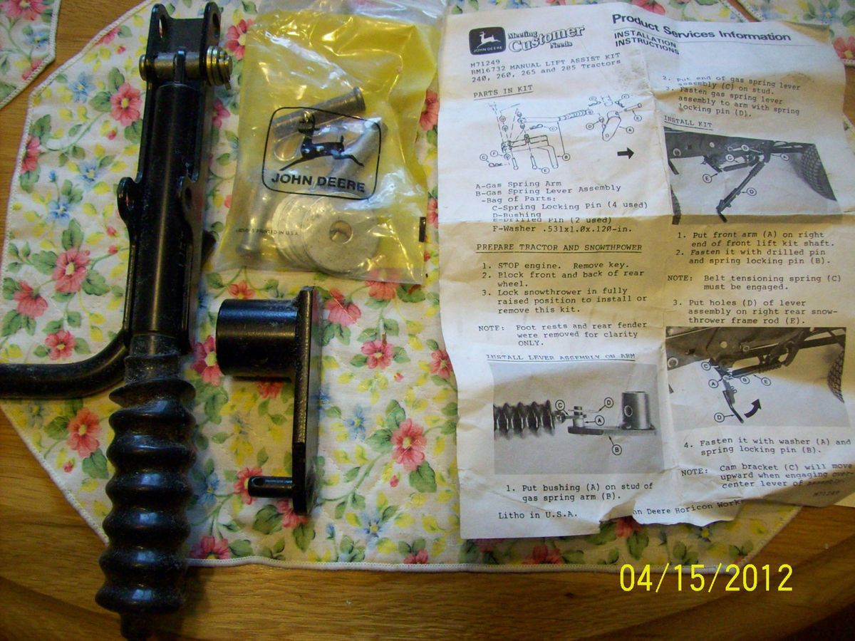 John Deere Lift Assist Kit BM16732 240 245 260 265 285 New