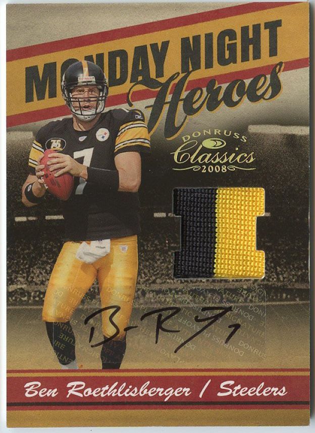 BEN ROETHLISBERGER 2008 CLASSICS STEELERS 2 COLOR PATCH AUTO JERSEY 7 