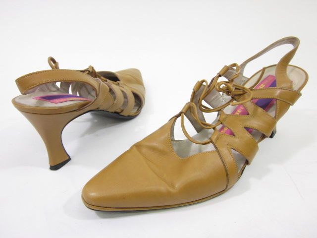 Susan Bennis Warren Edwards Tan Leather Slingbacks 8 5