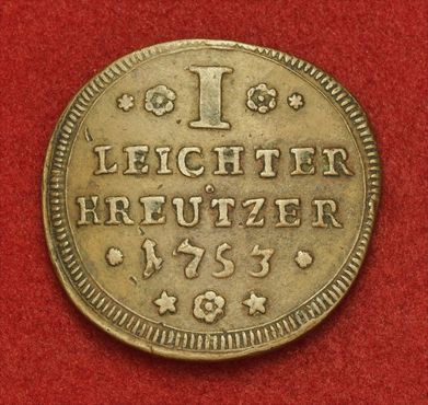 1753 Wurzburg Bishopric Karl Philipp Large Copper 1 4 Kreuzer Coin aXF 