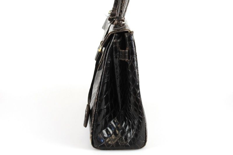 Luc Benoit Vintage Handbag Croc Dark Brown at Socialite Auctions 109 7 