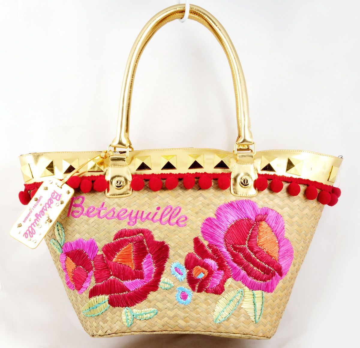 Betsey Johnson Betseyville La PLAYA de Betsey Large Straw Beach Bag 