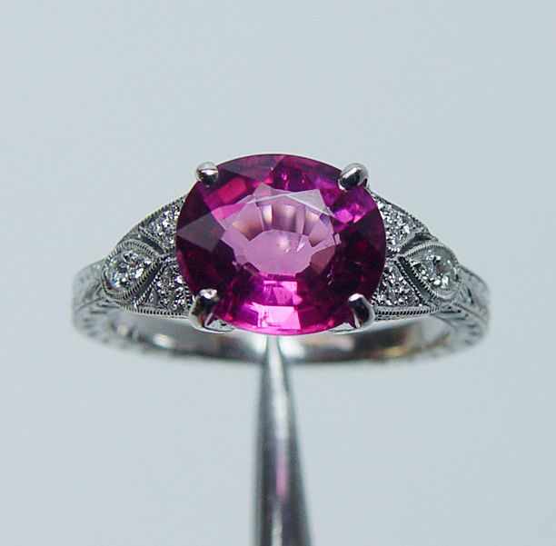 Beverley K Rubellite Tourmaline vs GH Diamond Ring 18K White Gold 