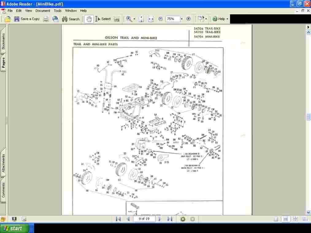 Gilson Snowmobile Mini Bike GoCart Parts Manual Set