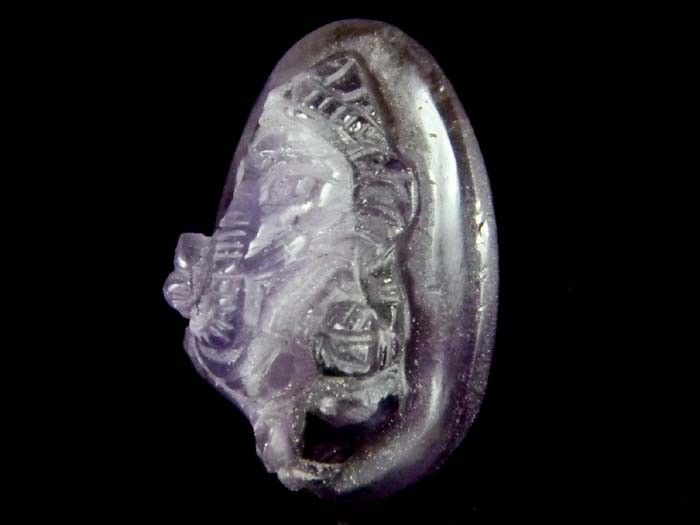 Holy Amethyst Carved Lord Ganesha Ganesh Hindu Coin Statue Thai Buddha 