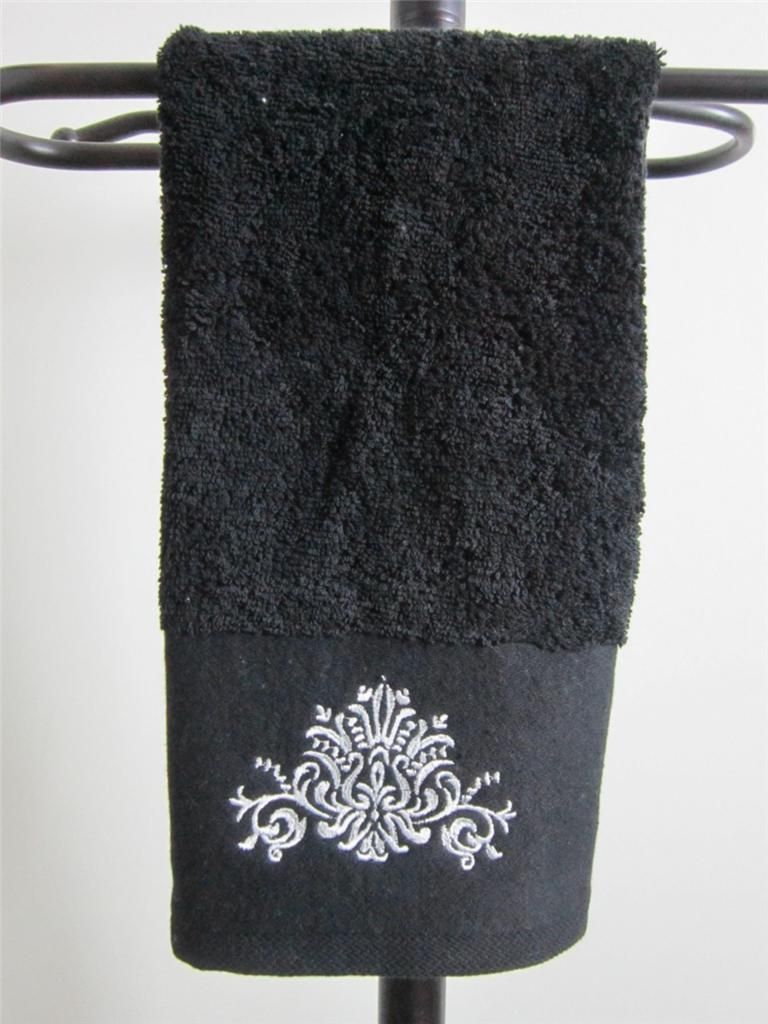  Bianca Exclusive Black or White Firenza Embroidery Cotton Hand Towel 