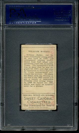 T205 1911 Gold Borders Bill Bailey St Louis Browns PSA 4 Centered 