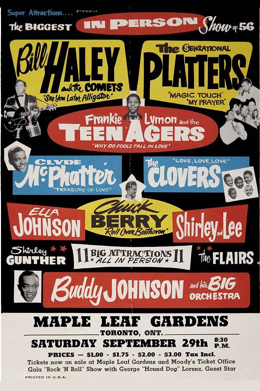 Bill Haley Chuck Berry with Clyde McPhatter at Toronto Concert Poster 