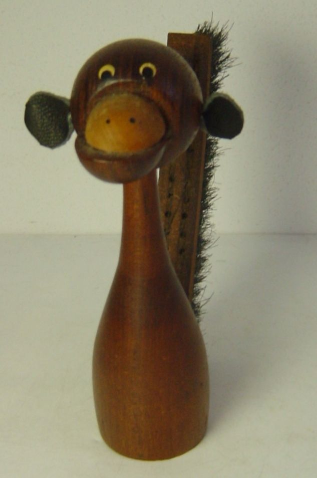 Cute Teak Wood Monkey Clothes Brush Lonborg Bolling Bojesen Era