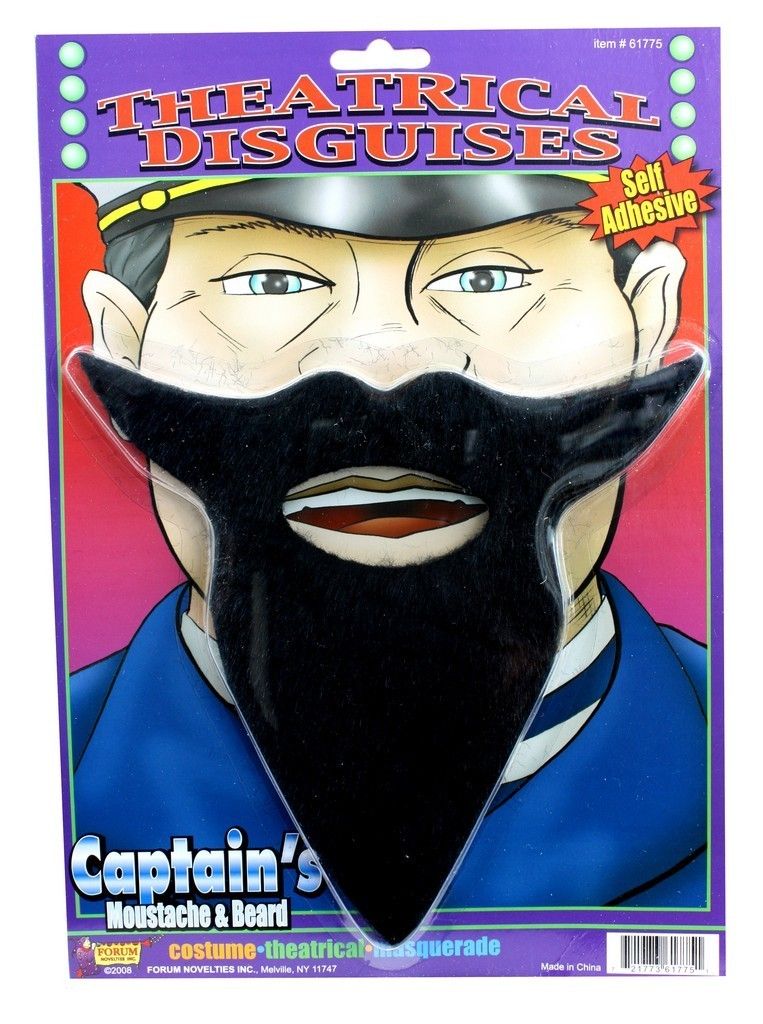 Beard Costume Black Captain Pointed Billy Mays Look