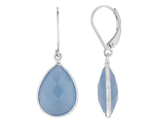   of Gemstone Teardrop Checkerboard Earrings in Sterling Silver