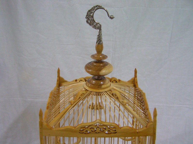 Hanging Thoong FAH Wood Bird Cage Thai Southern Style Made in Thailand 