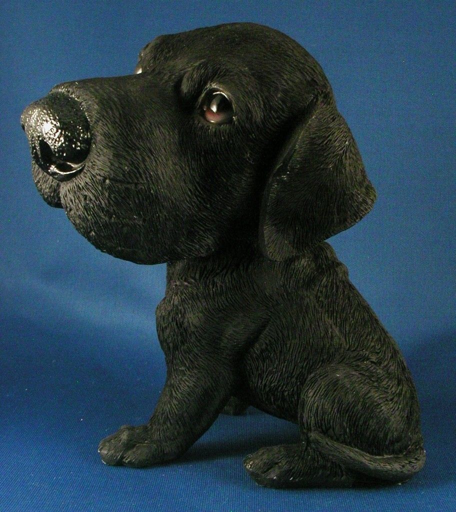 BLACK LAB PUPPY FIGURINE Labrador Retriever Dog NEW Big Head Statue 