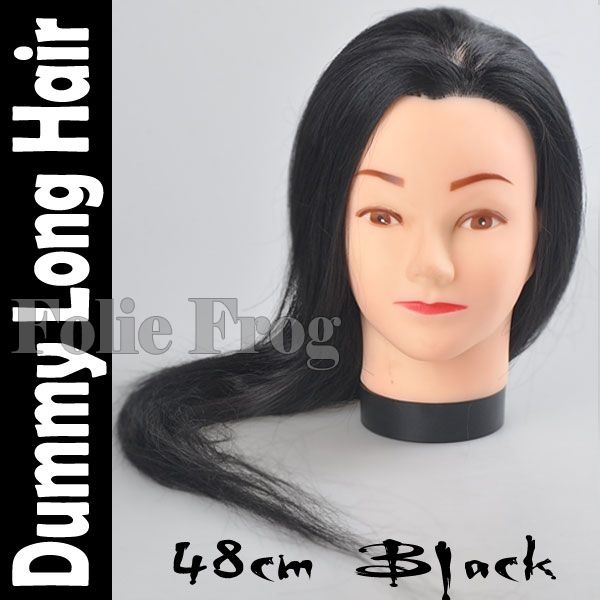 19 Black Synthetic Long Hair Hairdressers Training Head Dummy