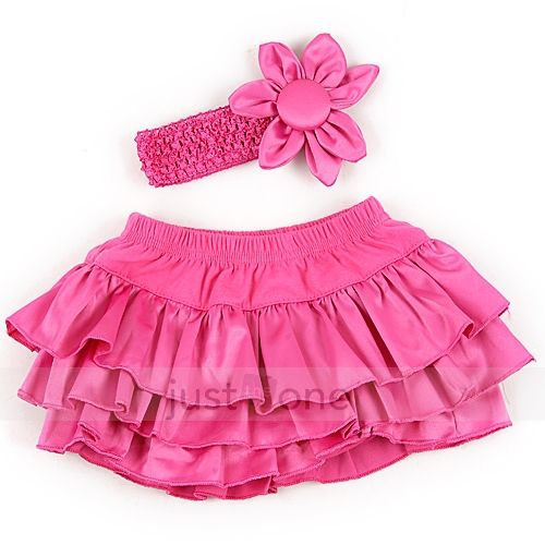 Baby Girls 3 Layers Ruffle Bloomers Nappy Cover Pant Skirt Flower 