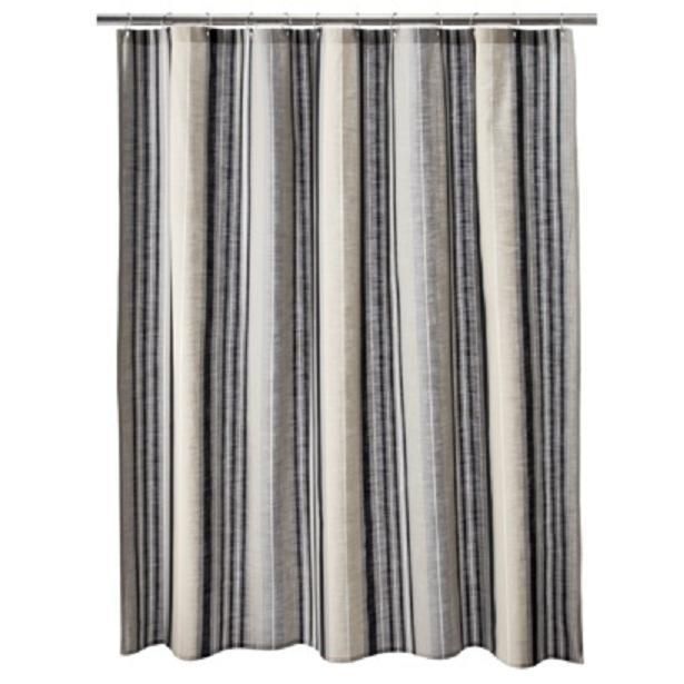 New Target Home Striped Shower Curtain Neutral Gray Black White Stone