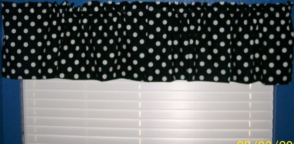 Black Large White Polka Dots Curtain Valance 42x14